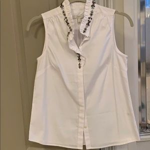 New j.crew sleeveless white jeweled blouse tank